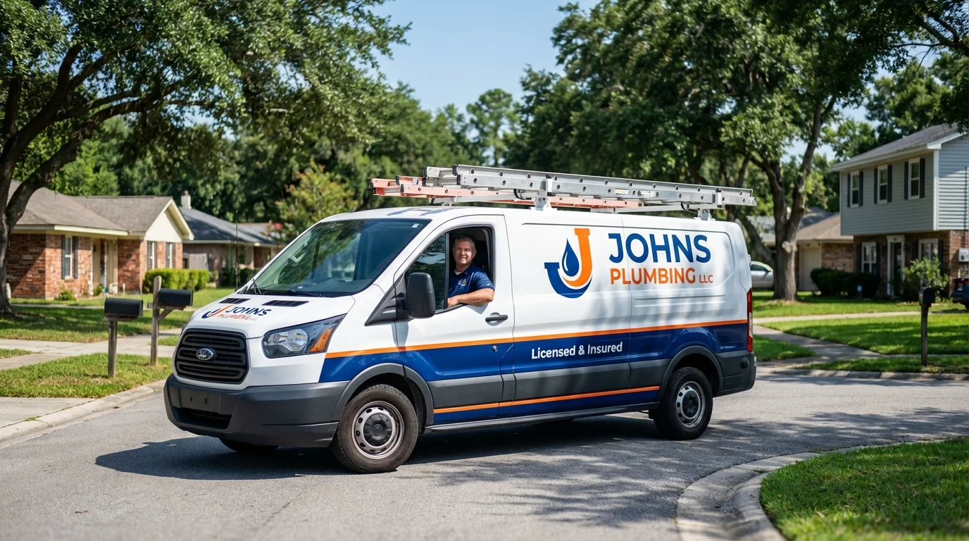 Johns Plumbing LLC service van in Port Isabel, TX
