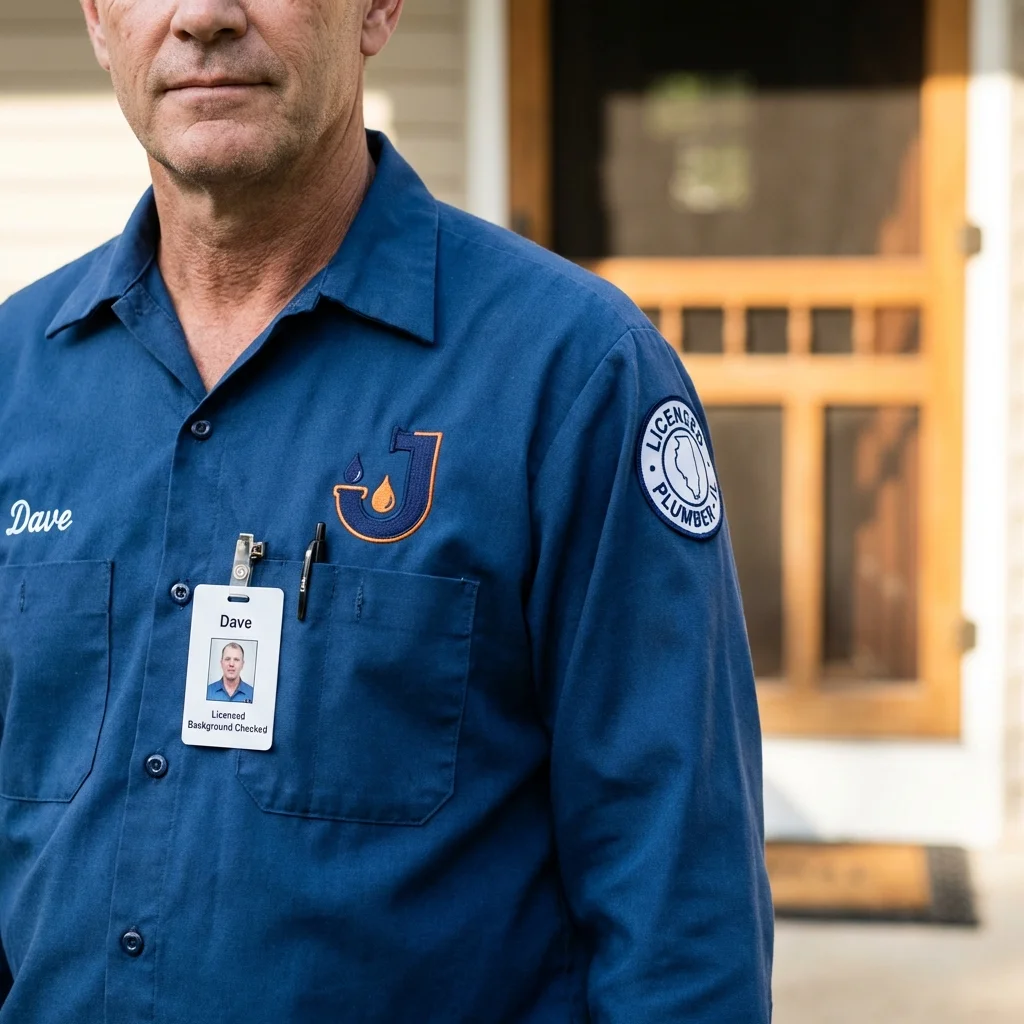 Licensed plumber showing ID badge in Port Isabel, TX