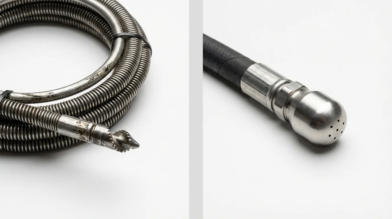 Drain snake cable and hydro jetting nozzle used for drain cleaning in Port Isabel, TX
