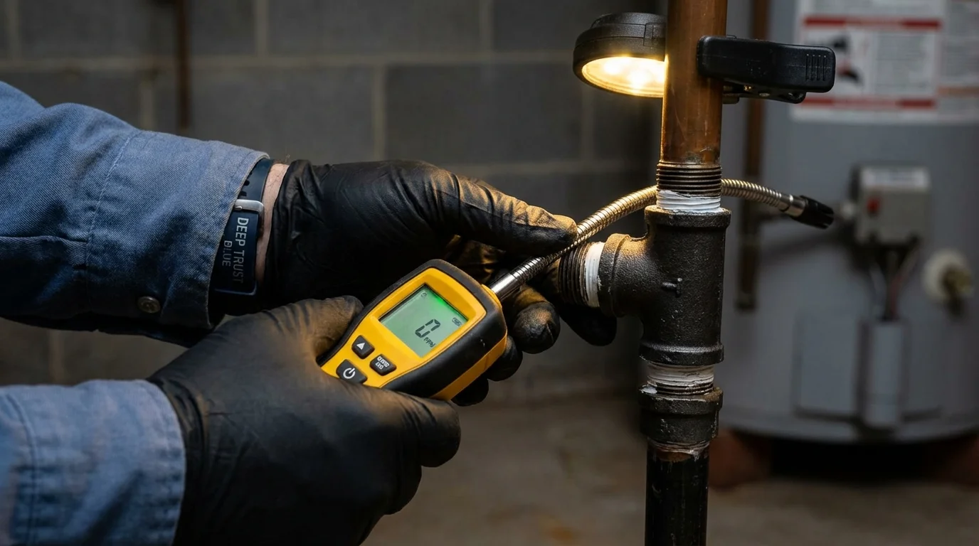 Gas leak detection with electronic sniffer by Johns Plumbing LLC in Port Isabel