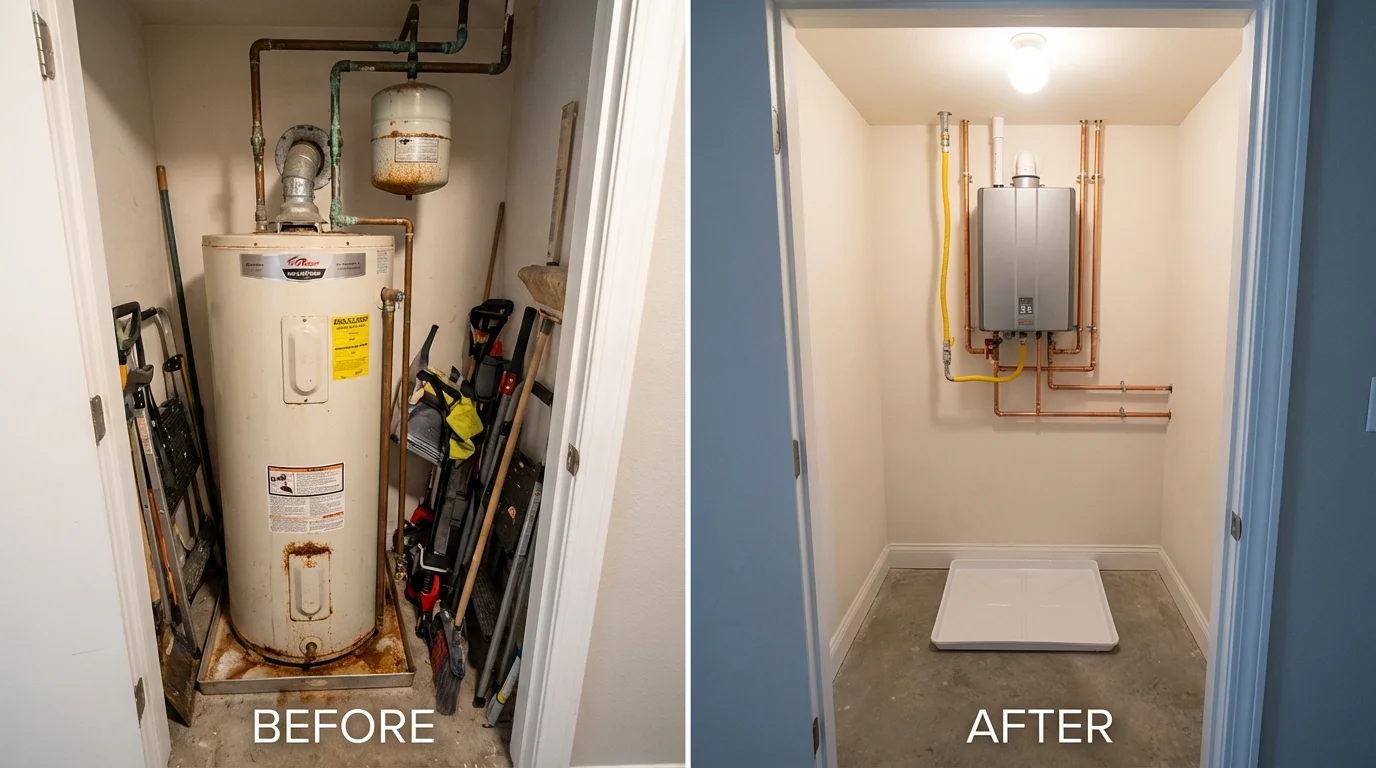 Tank water heater versus wall-mounted tankless unit comparison for Port Isabel, TX homeowners
