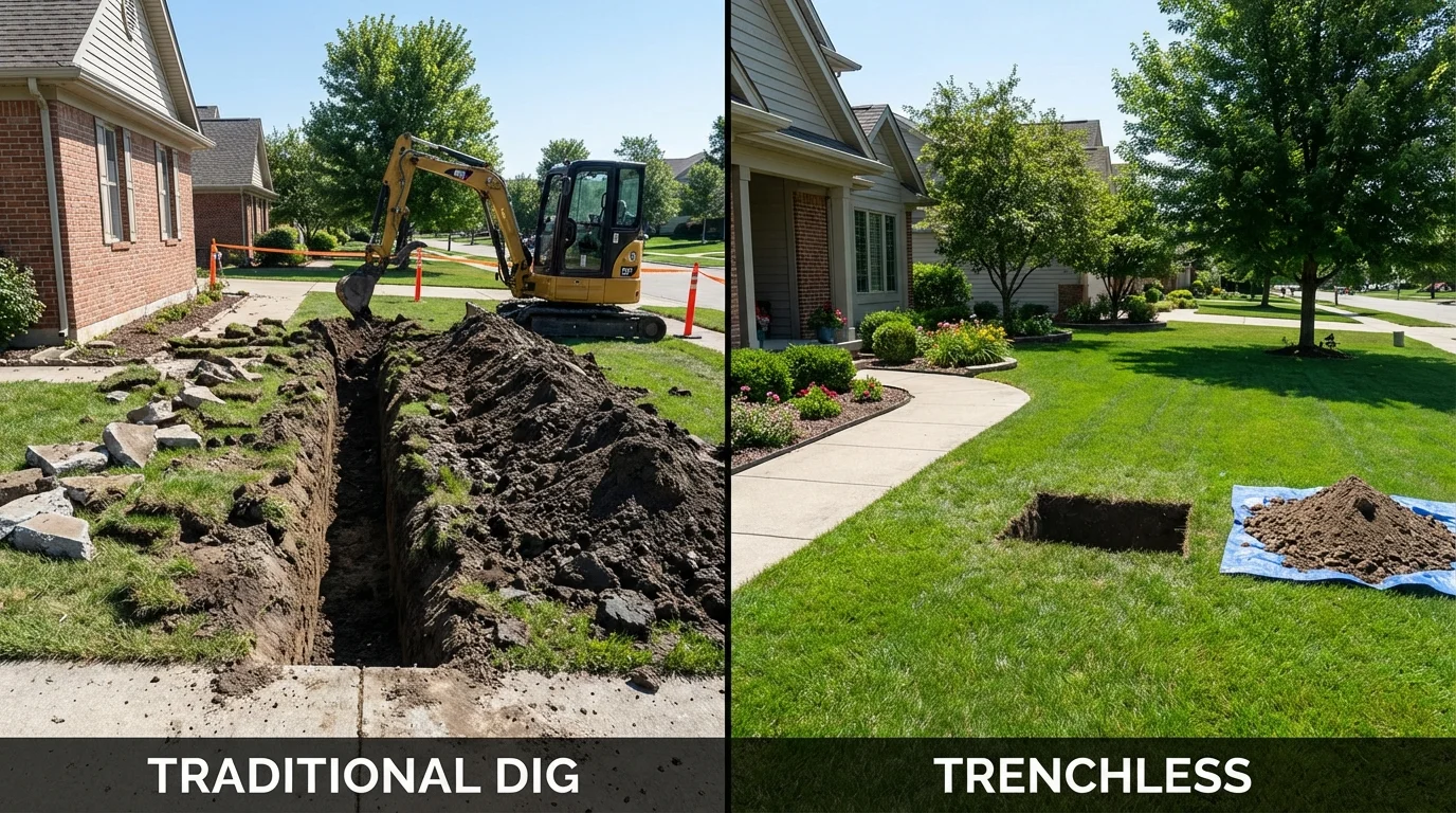 Trenchless sewer repair with minimal yard damage versus traditional excavation in Port Isabel, TX